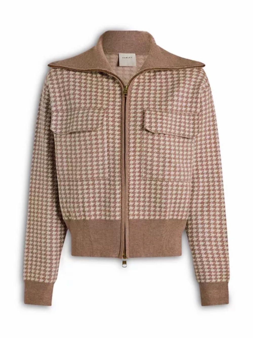 VARLEY Albert Jacquard Knit Jacket in Taupe